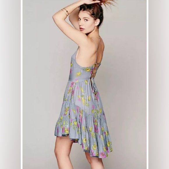 Free people intimately dress small floral boho strappy tiered ruffle slip lace - Picture 1 of 10